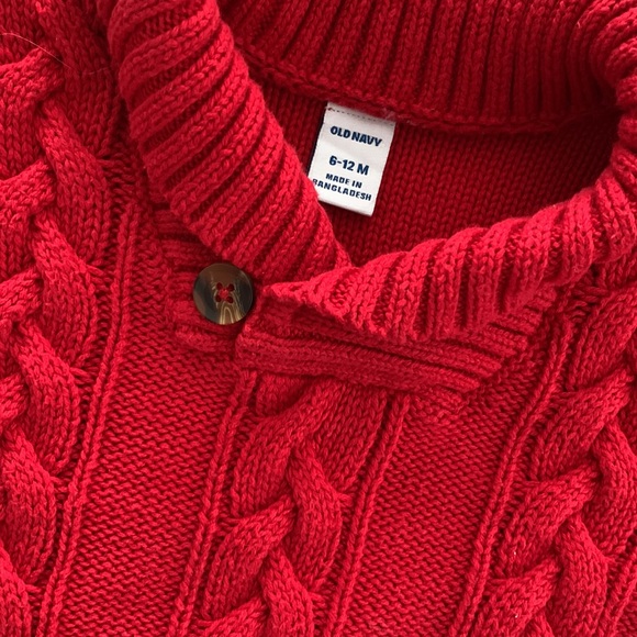 6-12m Old Navy red cable cardigan - Picture 2 of 5